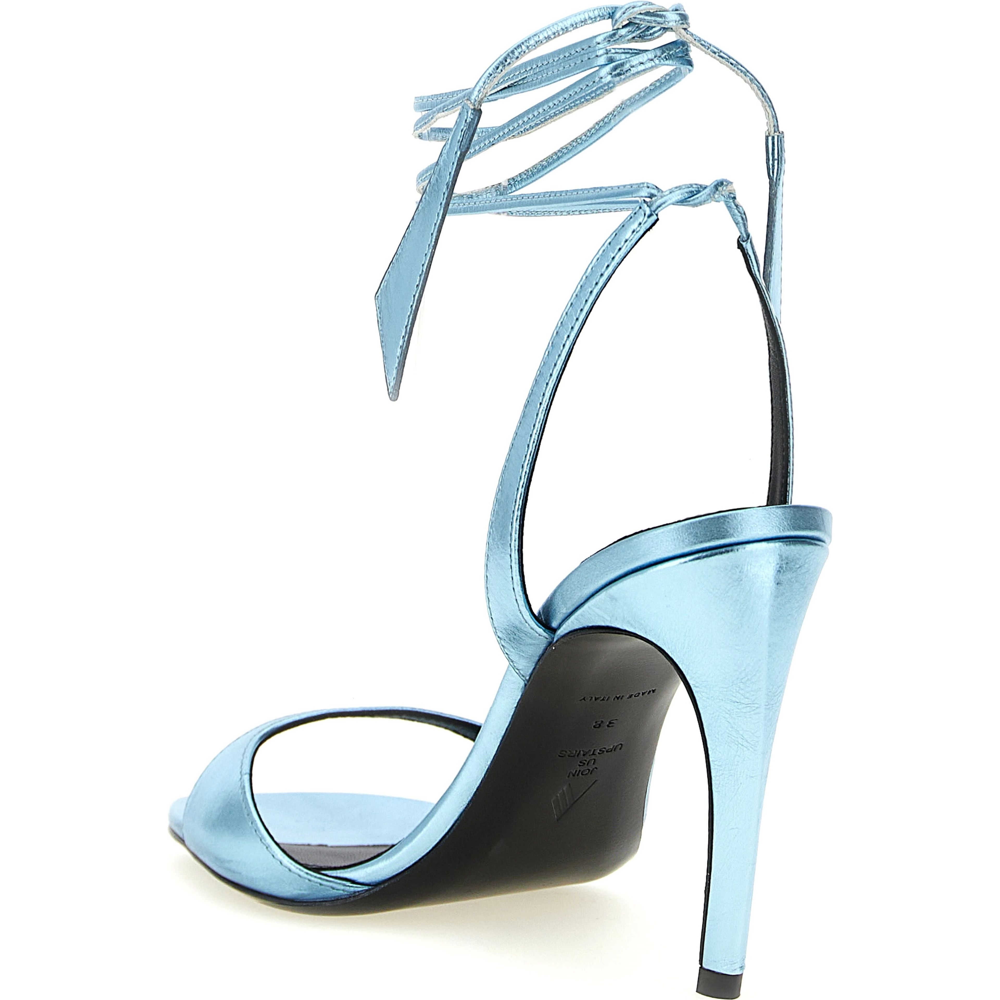 Blue Calfskin Stiletto Heel Sandals