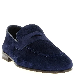 Blue Calfskin Slip-On Loafers