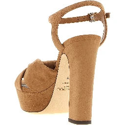 Brown Leather Stiletto Heel Sandals