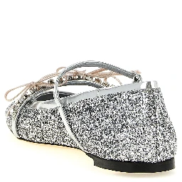 Silver Tencel Ballet Flats
