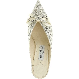 Silver Tencel Mid Heel Pumps