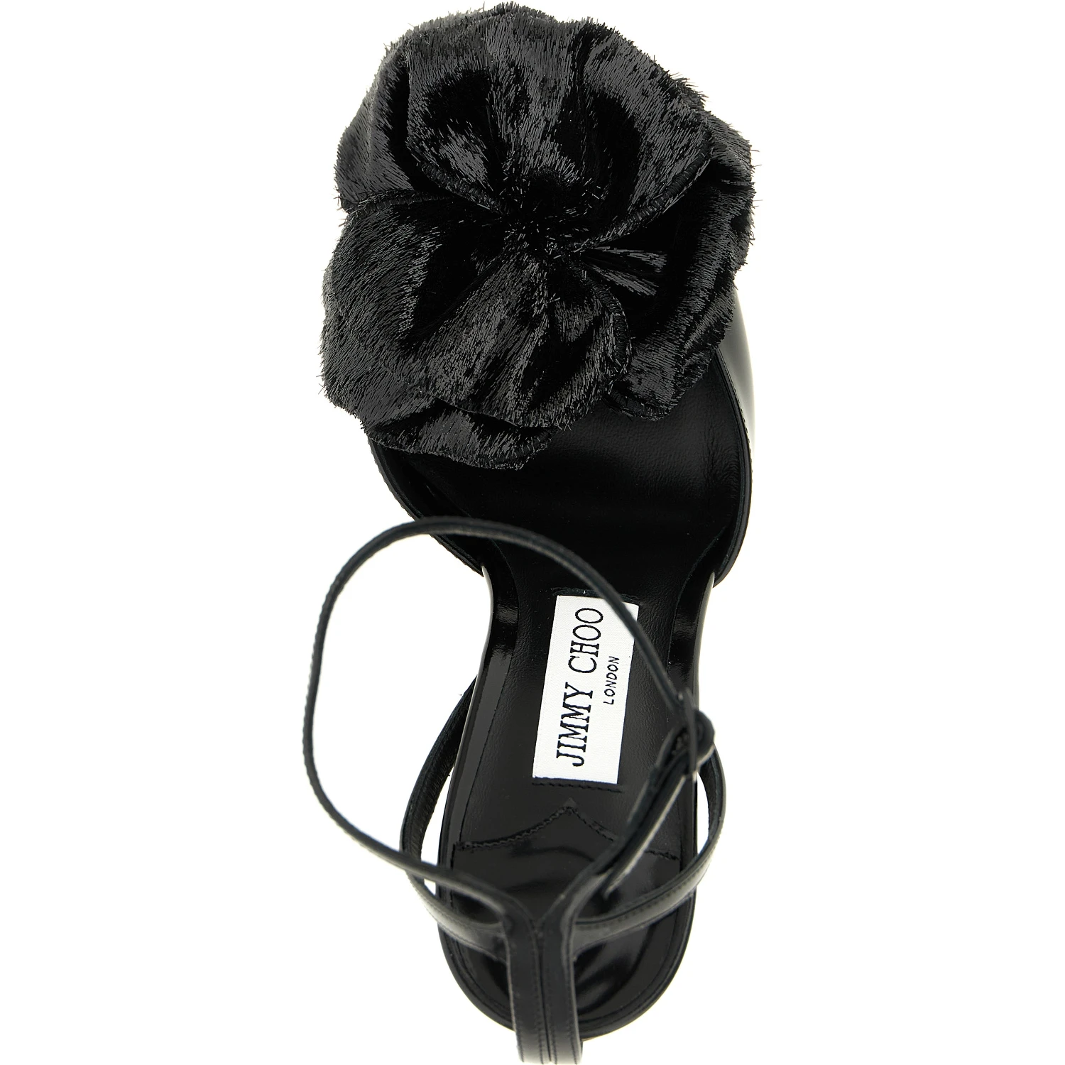 Black Leather Stiletto Heel Sandals