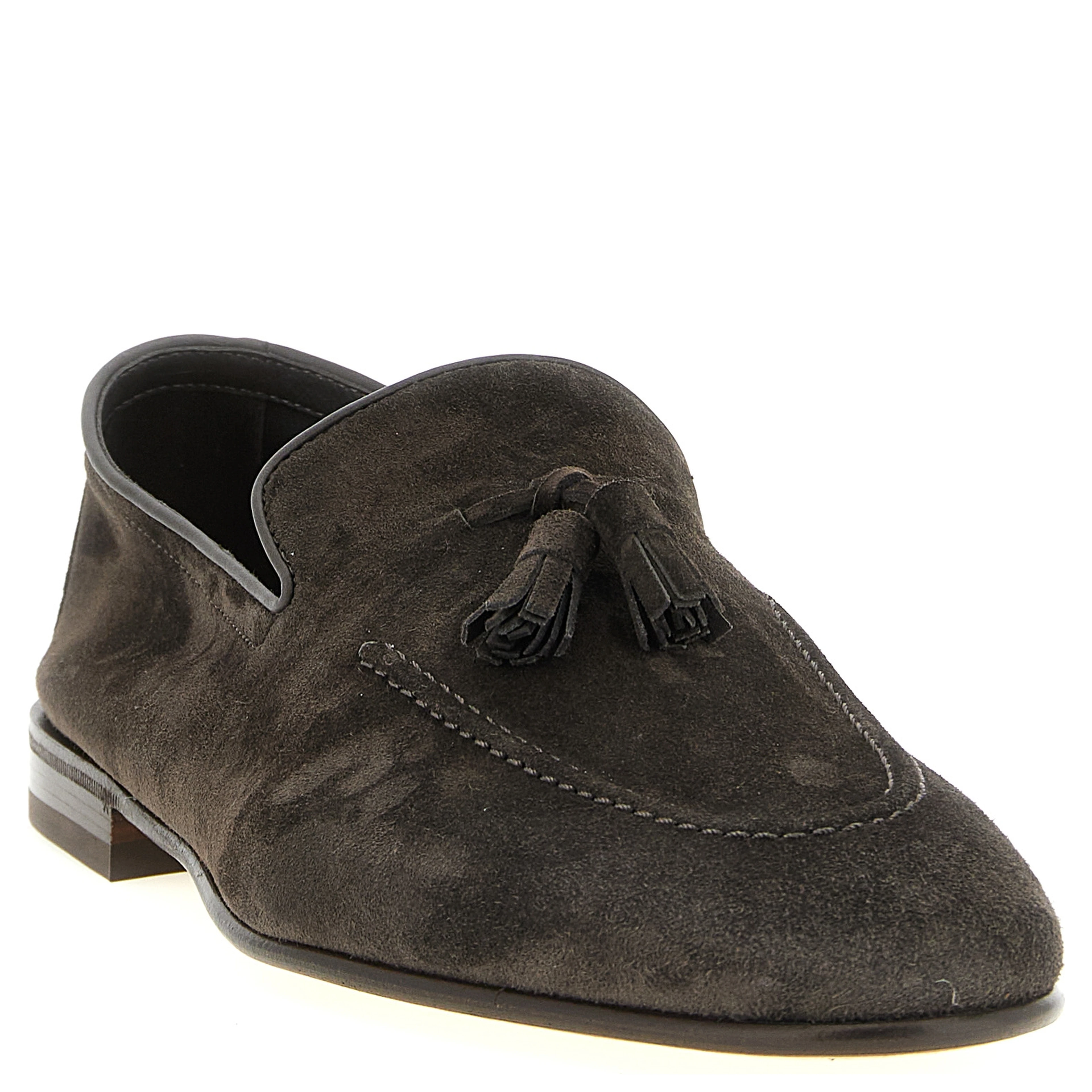 Gray Calfskin Slip-On Loafers