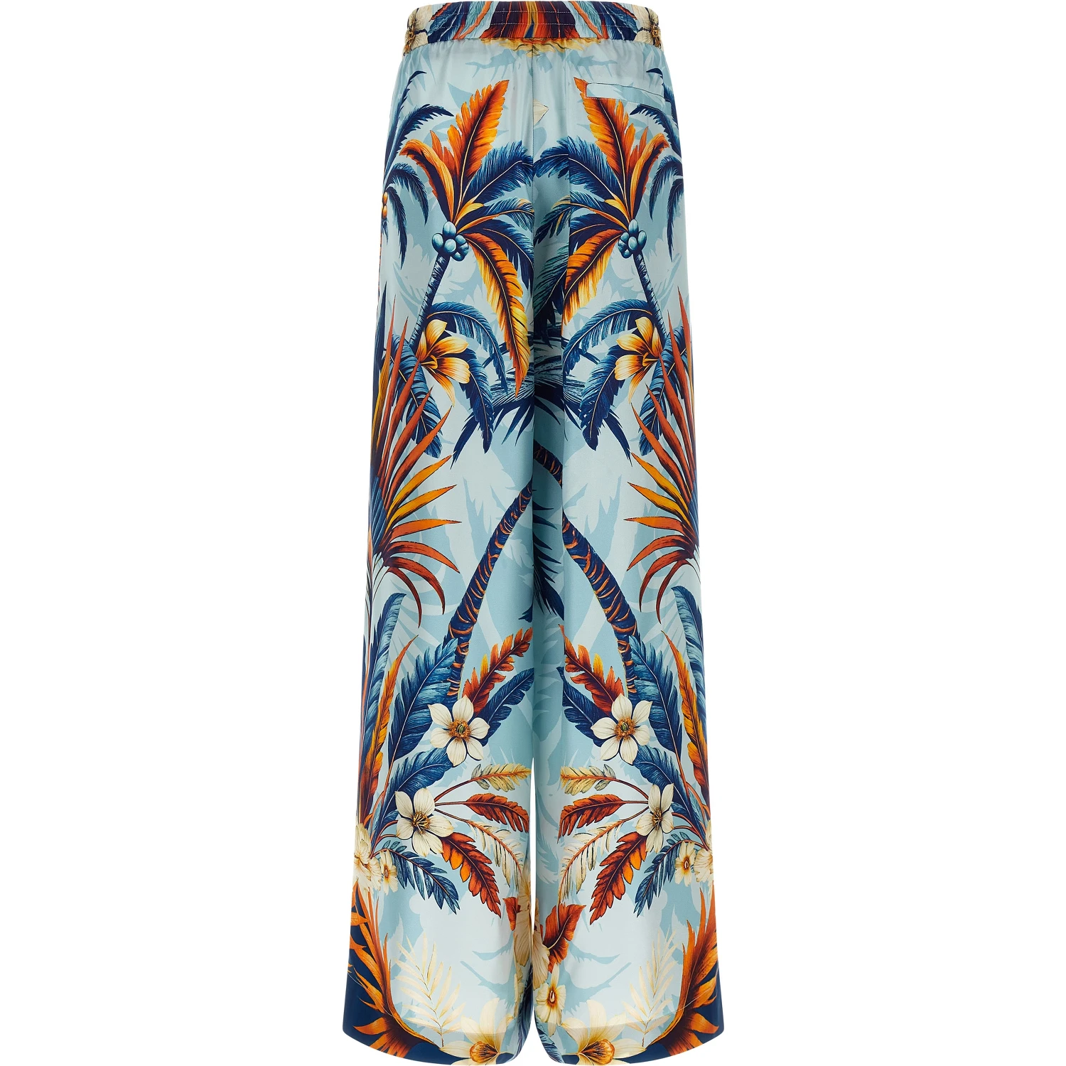 Blue Silk Casual Pants