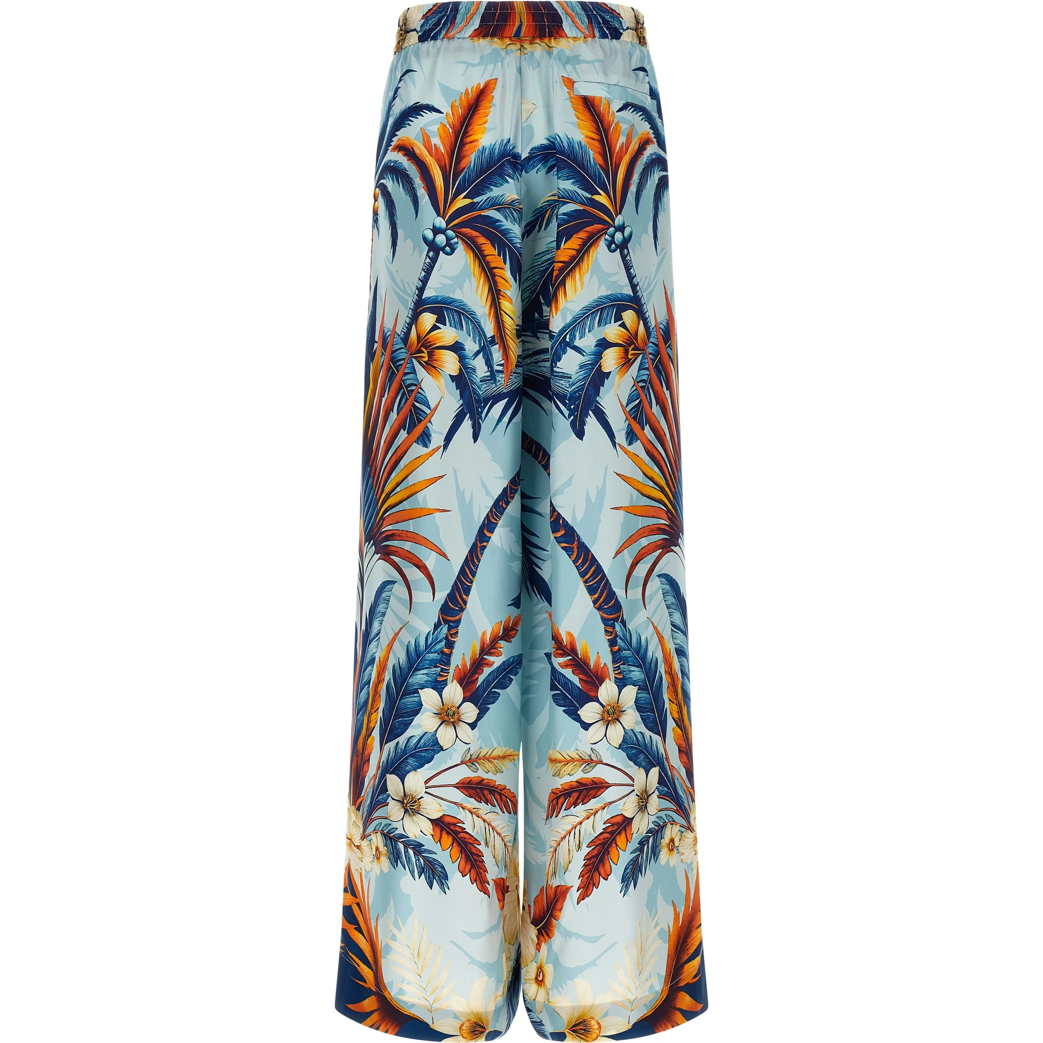 Blue Silk Casual Pants