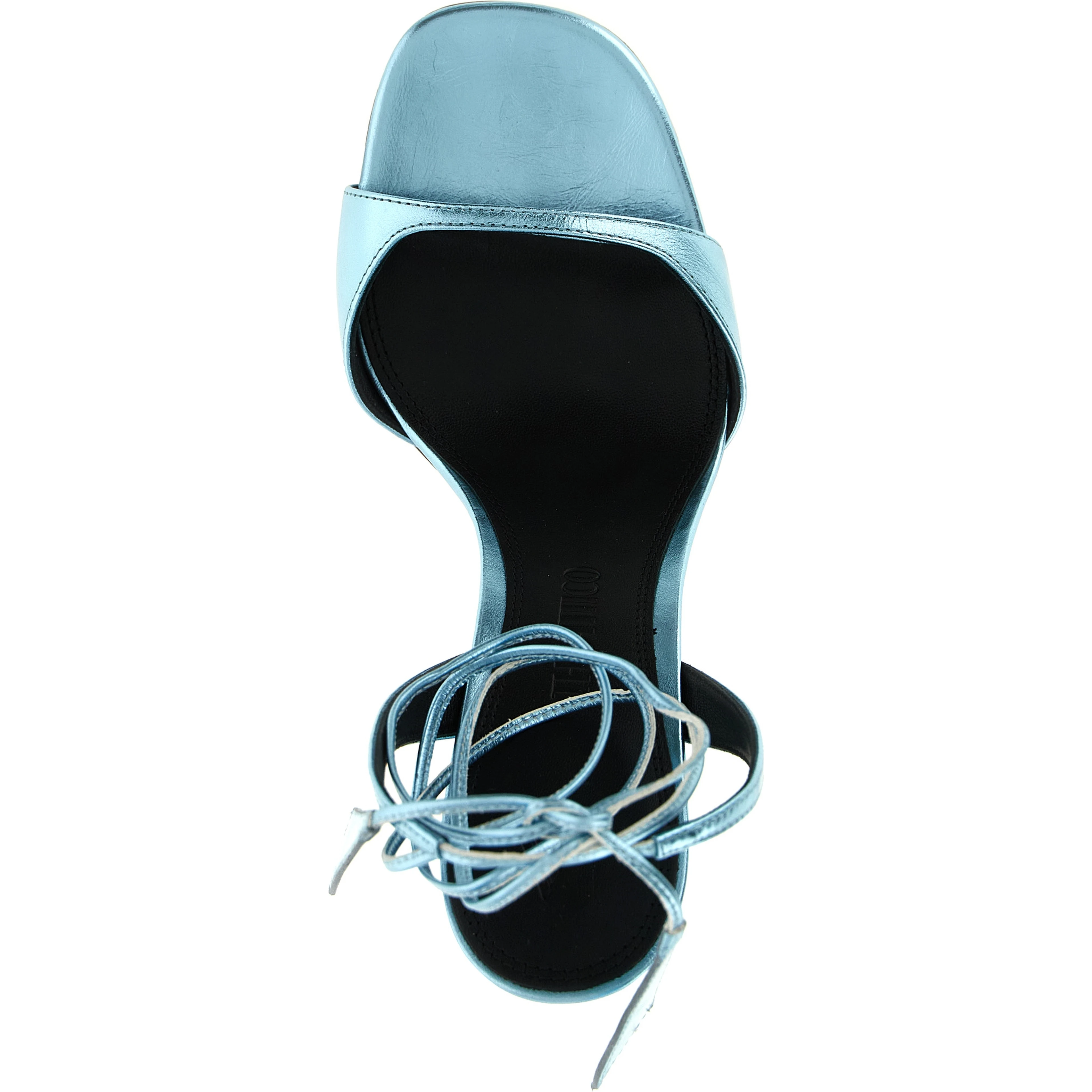 Blue Calfskin Stiletto Heel Sandals