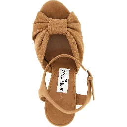 Brown Leather Stiletto Heel Sandals