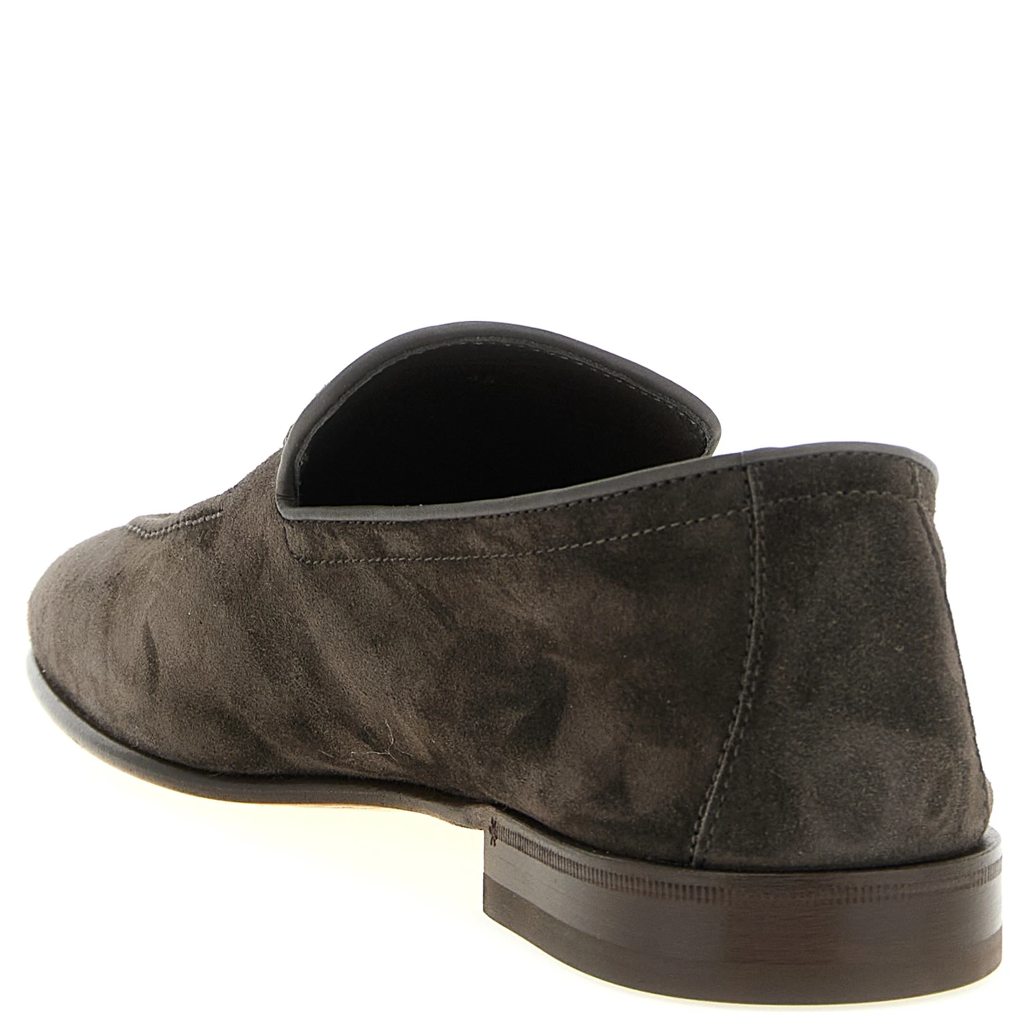 Gray Calfskin Slip-On Loafers