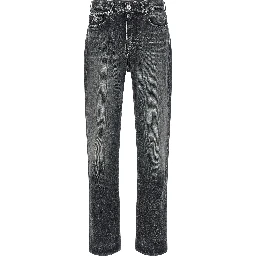 Gray Cotton Straight-Leg Jeans