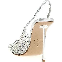 Silver Polyester High Heel Pumps