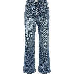 Blue Cotton Straight-Leg Jeans