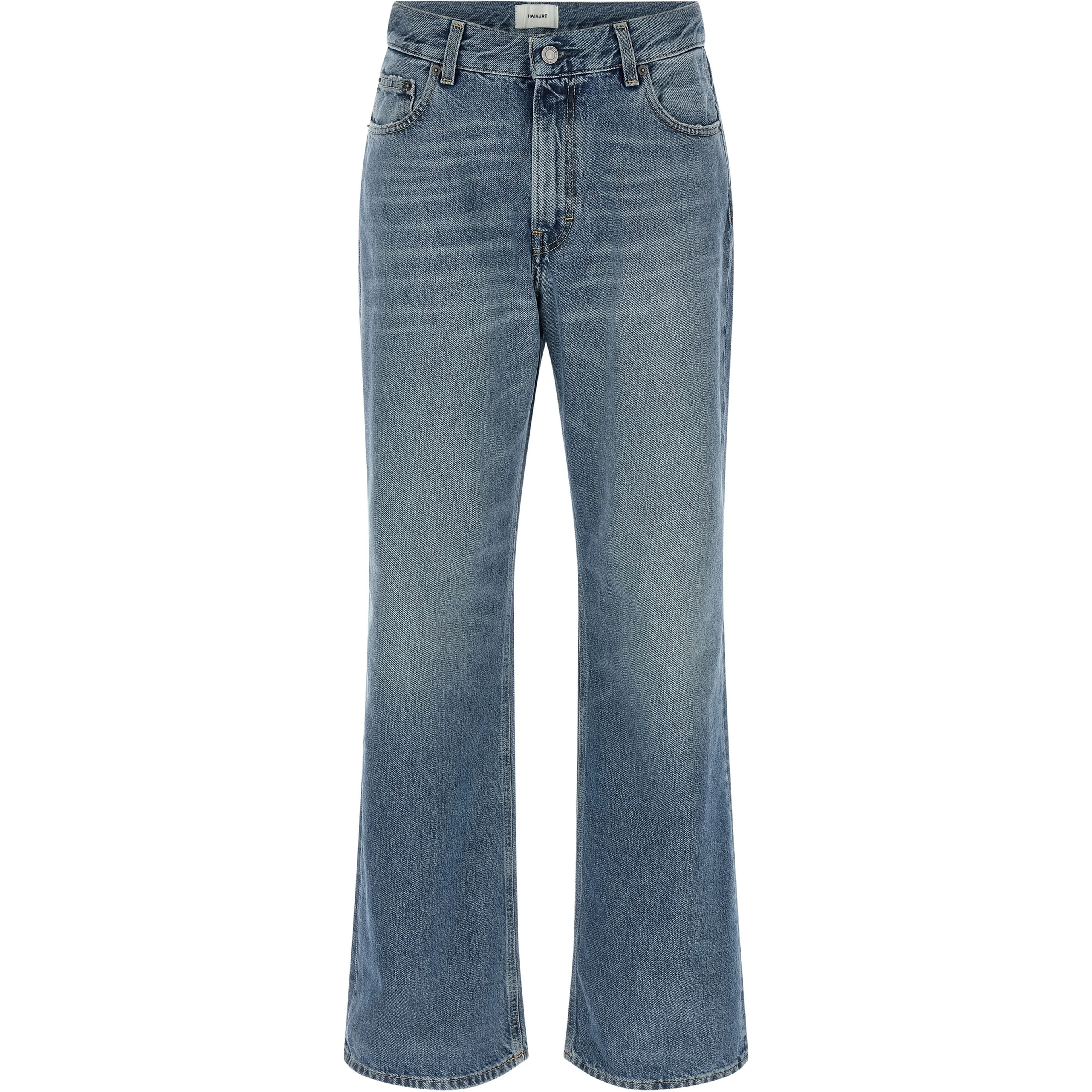Blue Cotton Straight-Leg Jeans