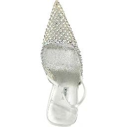 Silver Polyester High Heel Pumps
