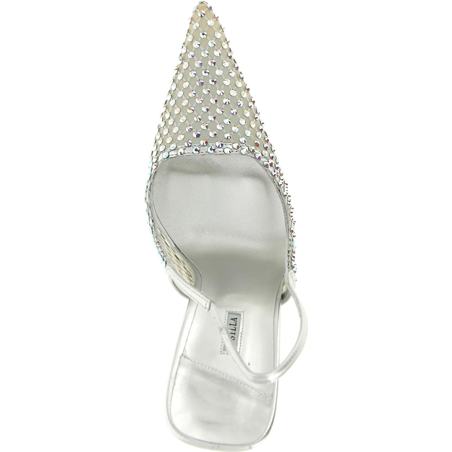 Silver Polyester High Heel Pumps