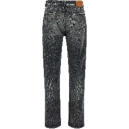 Gray Cotton Straight-Leg Jeans
