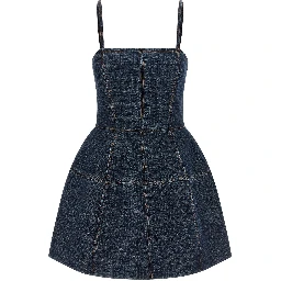 Blue Cotton Short Dress