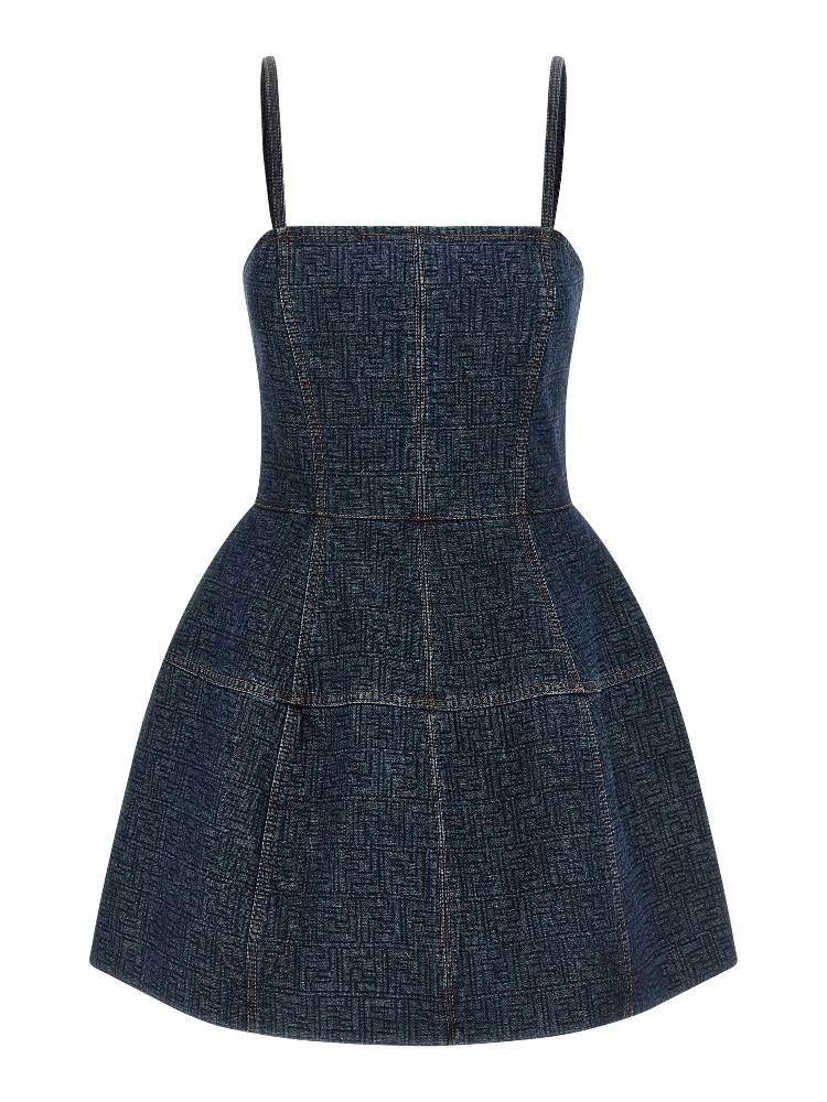 Blue Cotton Short Dress