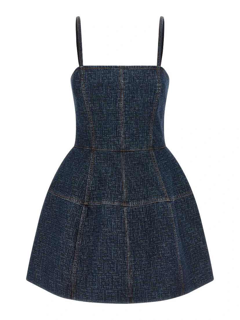 Blue Cotton Short Dress