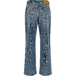Blue Cotton Straight-Leg Jeans