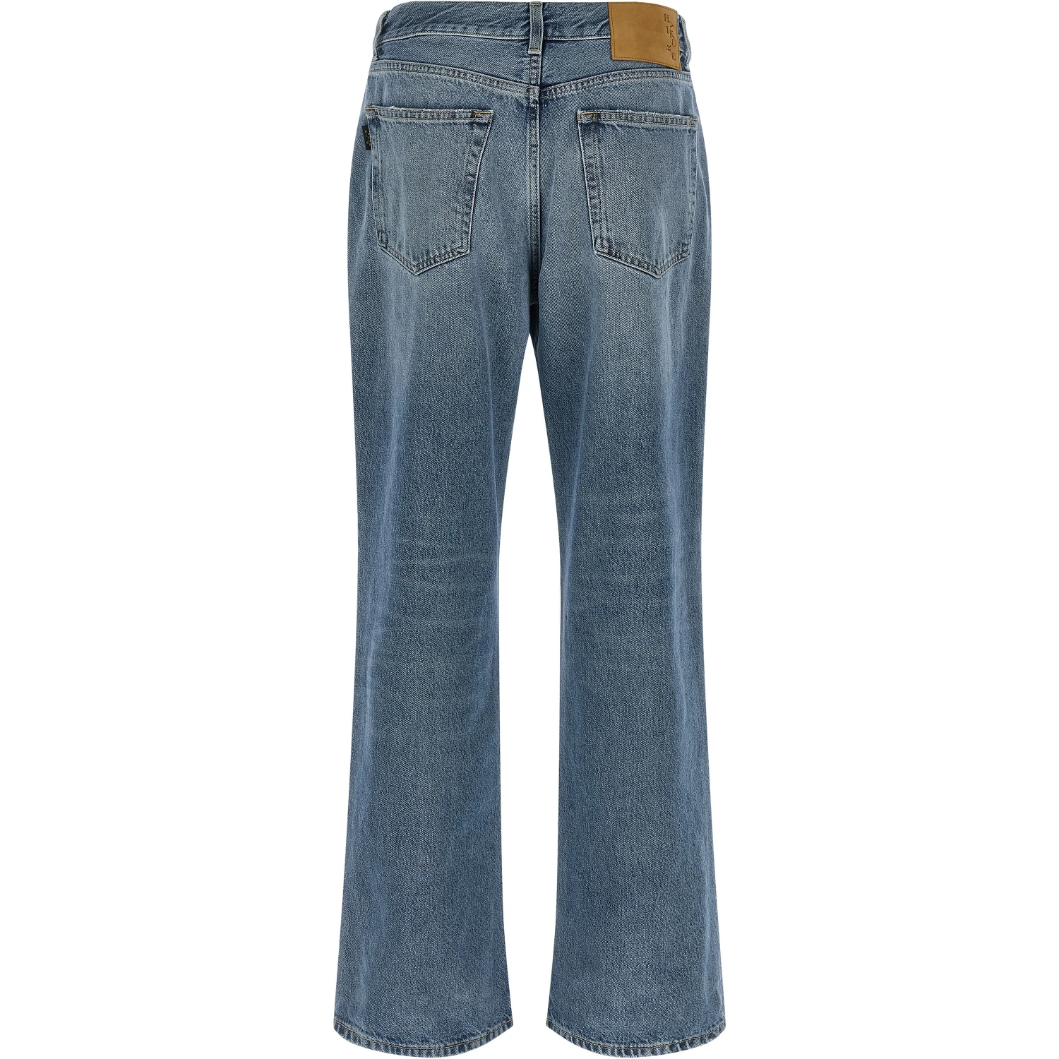 Blue Cotton Straight-Leg Jeans