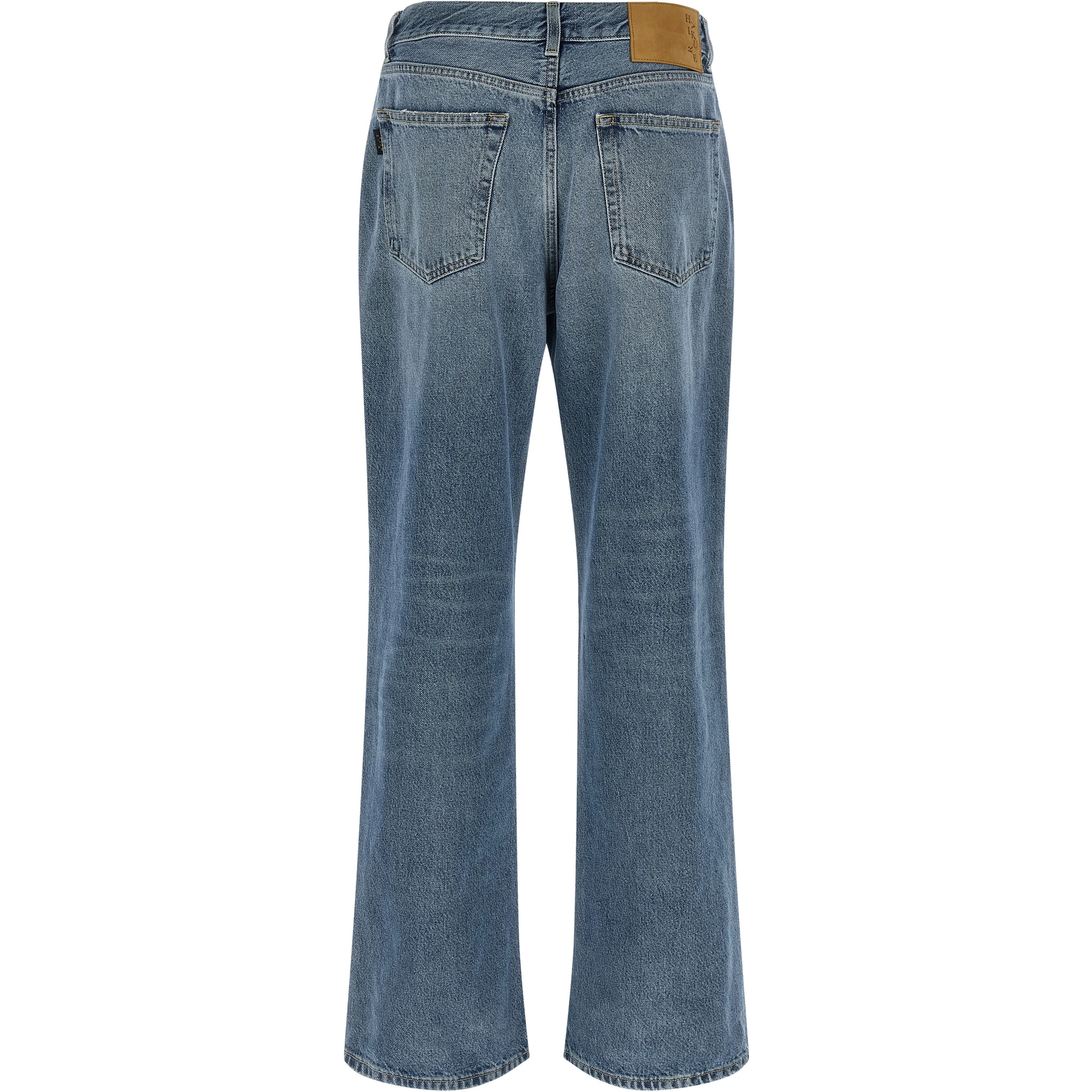 Blue Cotton Straight-Leg Jeans