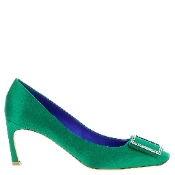 Bicolor Viscose Mid Heel Pumps