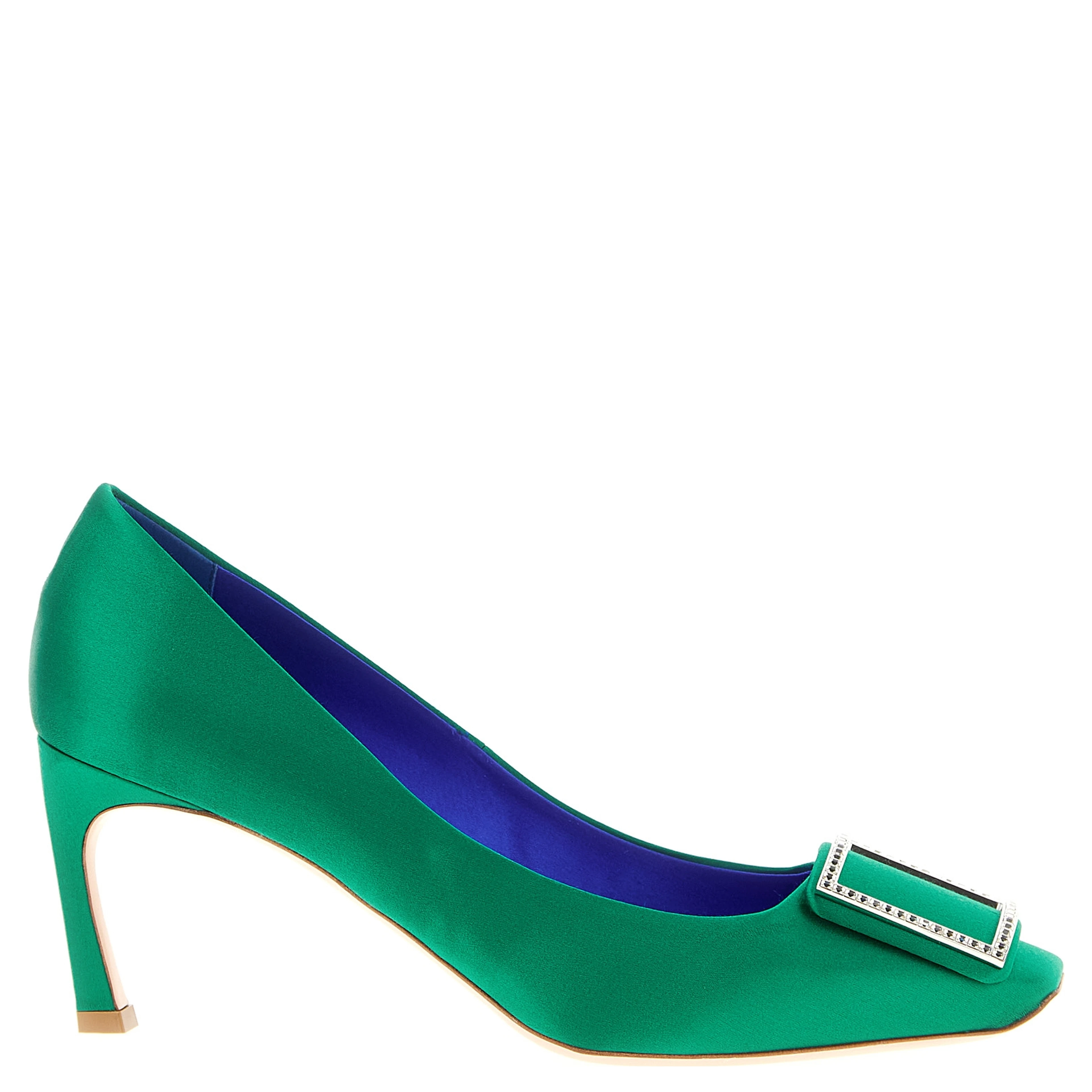 Bicolor Viscose Mid Heel Pumps