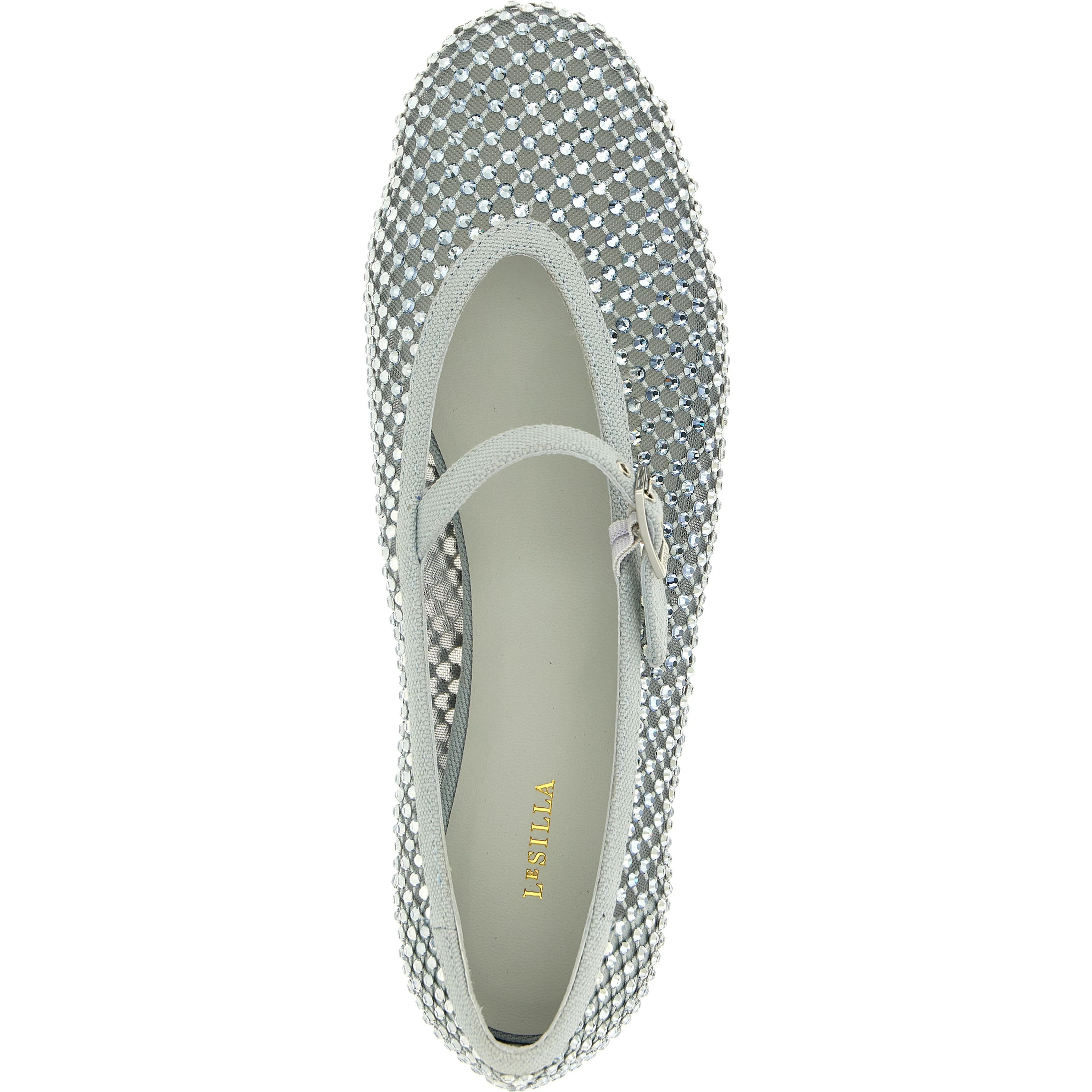 Silver Polyamide Ballet Flats