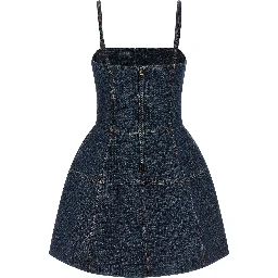 Blue Cotton Short Dress