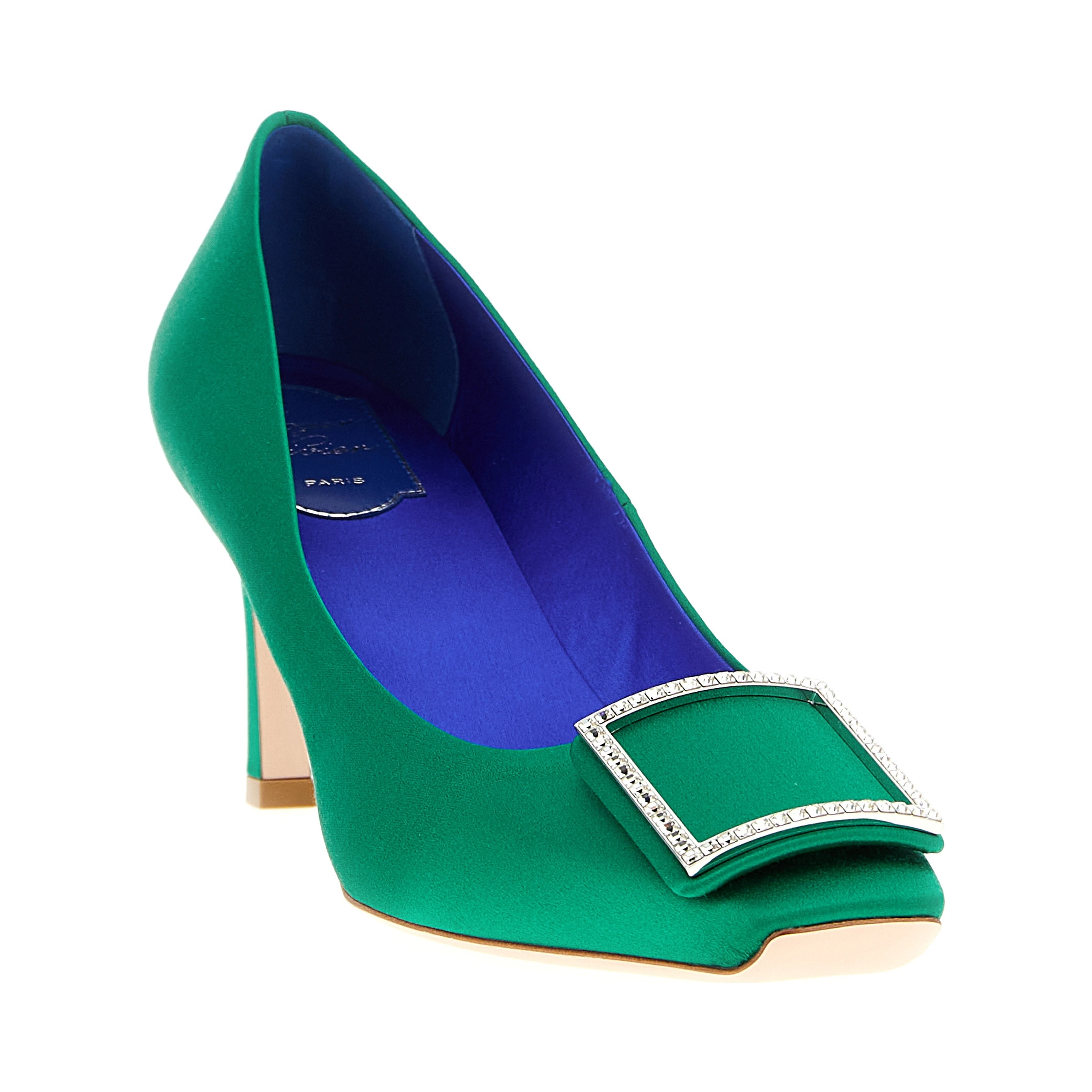 Bicolor Viscose Mid Heel Pumps