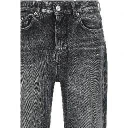 Gray Cotton Straight-Leg Jeans