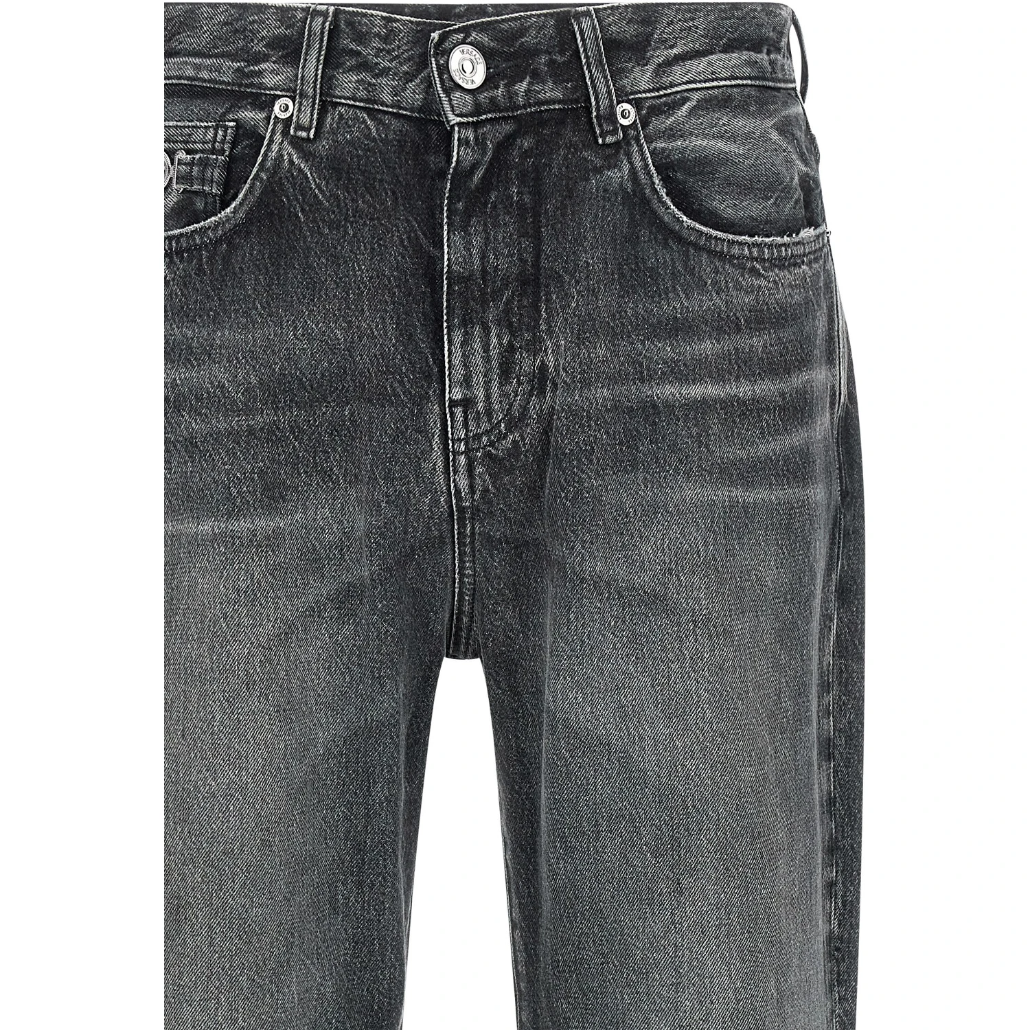 Gray Cotton Straight-Leg Jeans