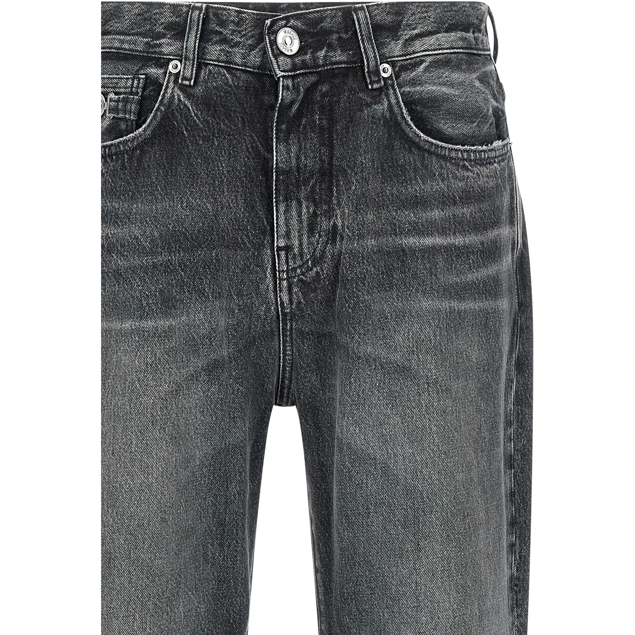 Gray Cotton Straight-Leg Jeans