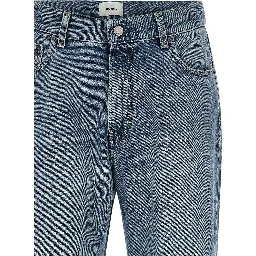 Blue Cotton Straight-Leg Jeans