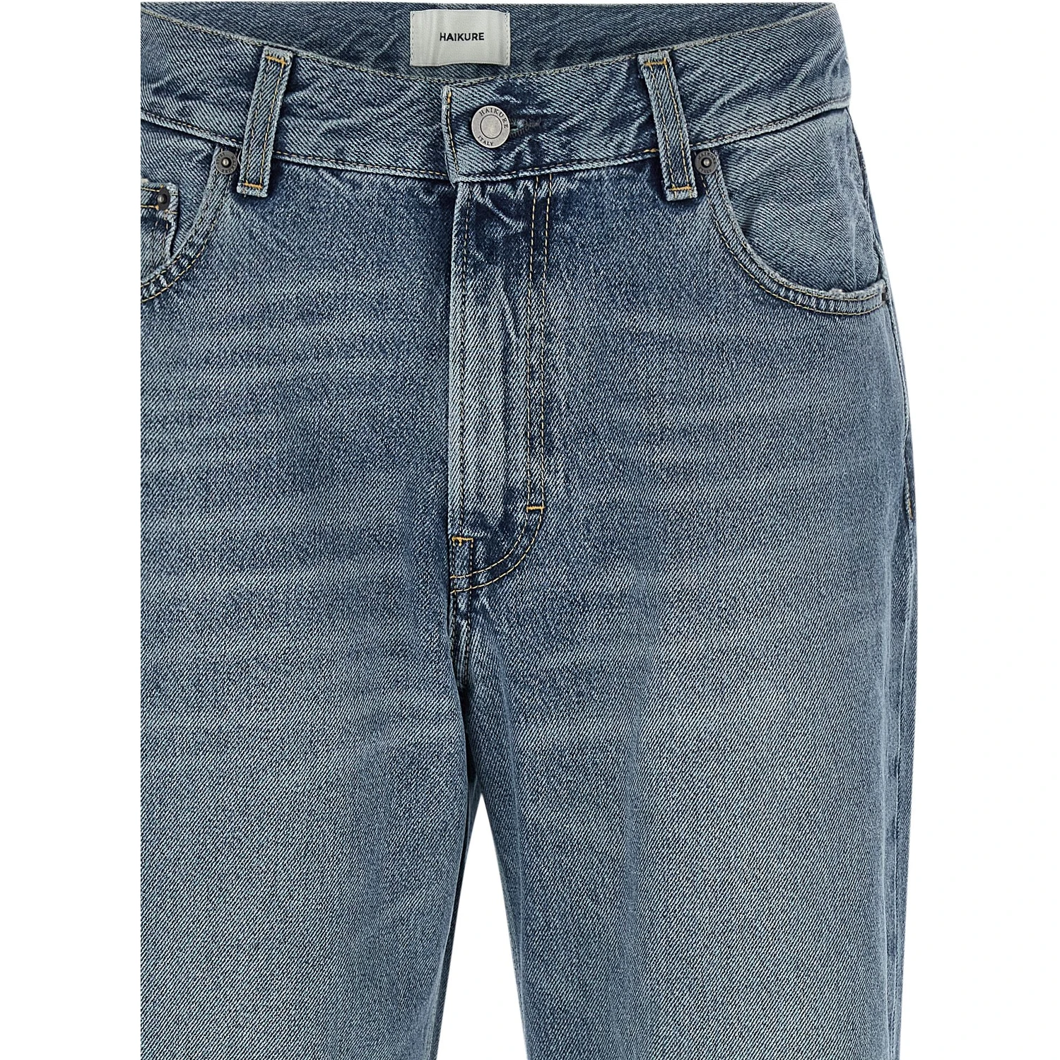 Blue Cotton Straight-Leg Jeans