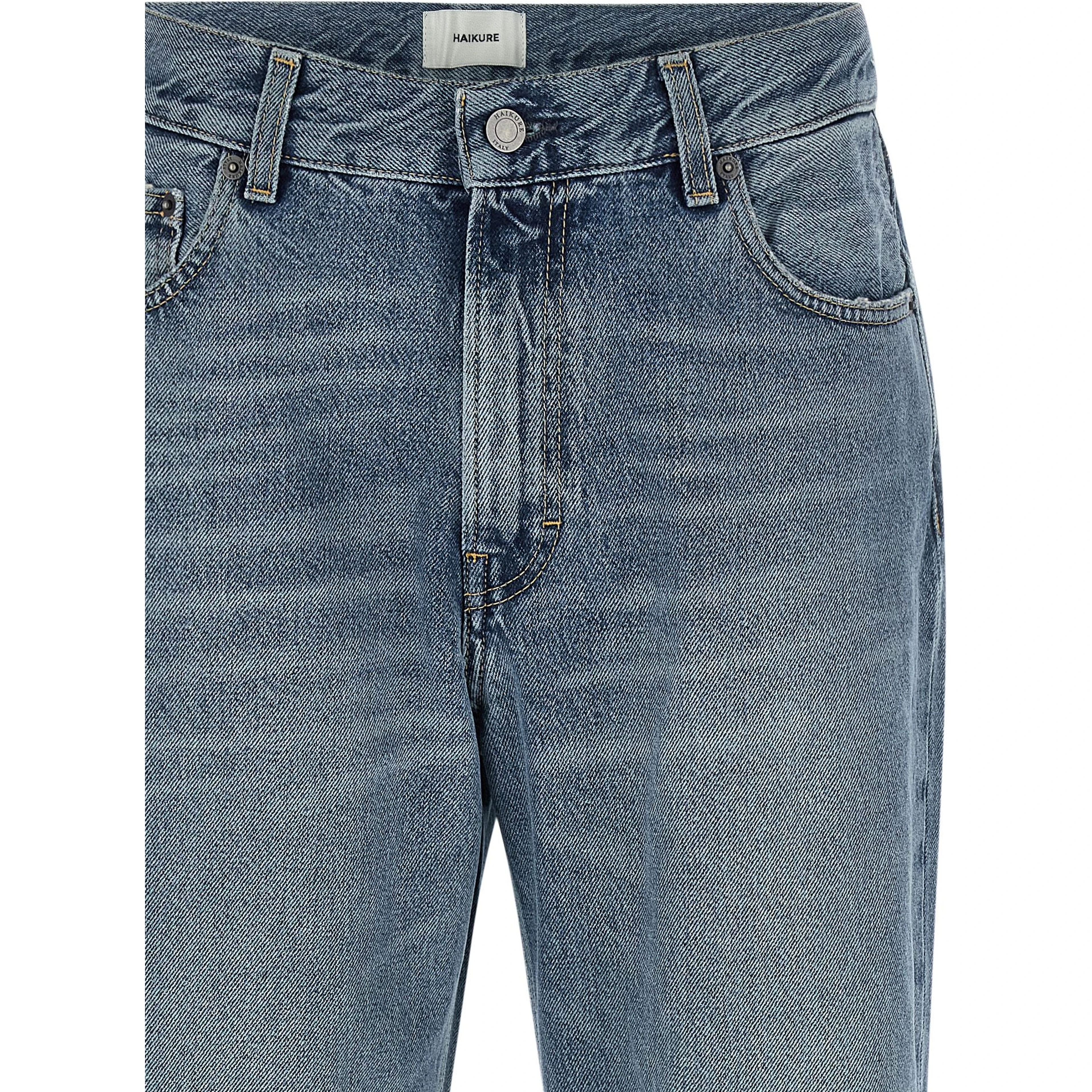Blue Cotton Straight-Leg Jeans