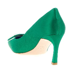 Bicolor Viscose Mid Heel Pumps