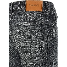 Gray Cotton Straight-Leg Jeans