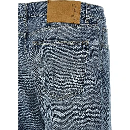 Blue Cotton Straight-Leg Jeans