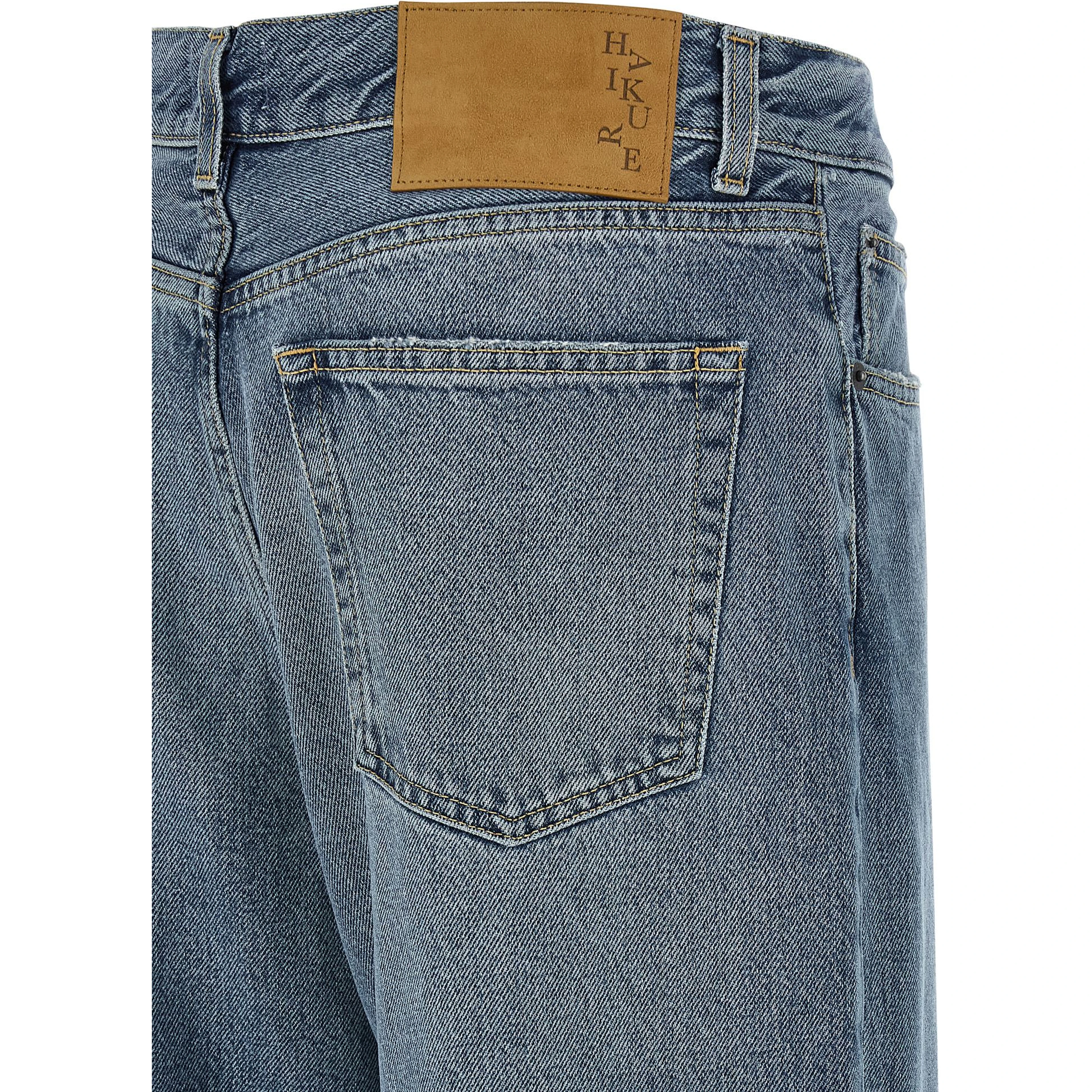 Blue Cotton Straight-Leg Jeans