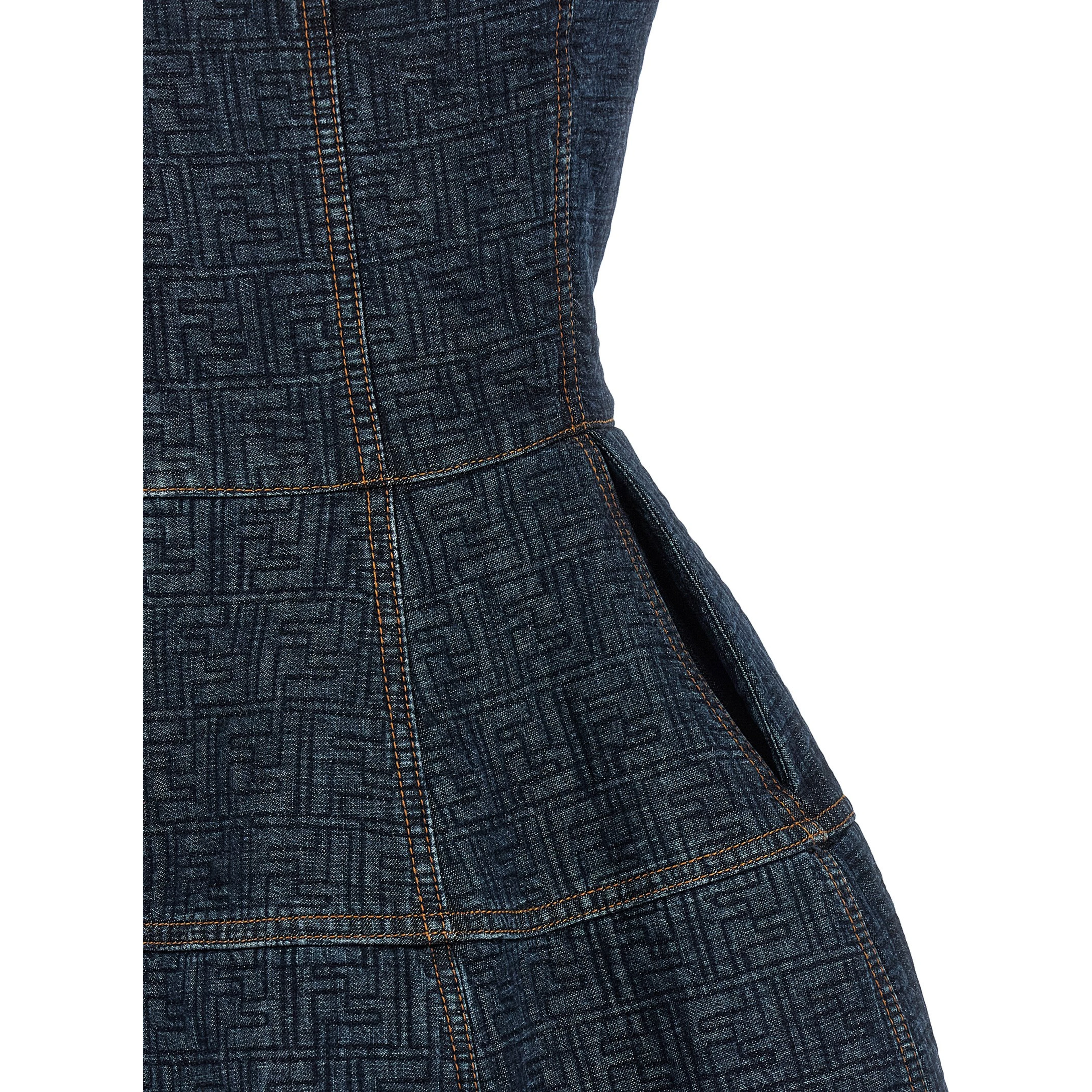 Blue Cotton Short Dress