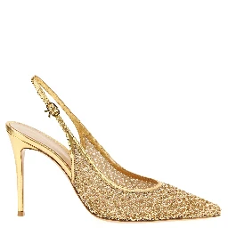 Gold Fabric High Heel Pumps