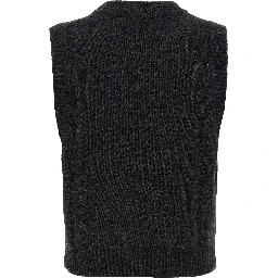 Black Wool Sleeveless Jacket