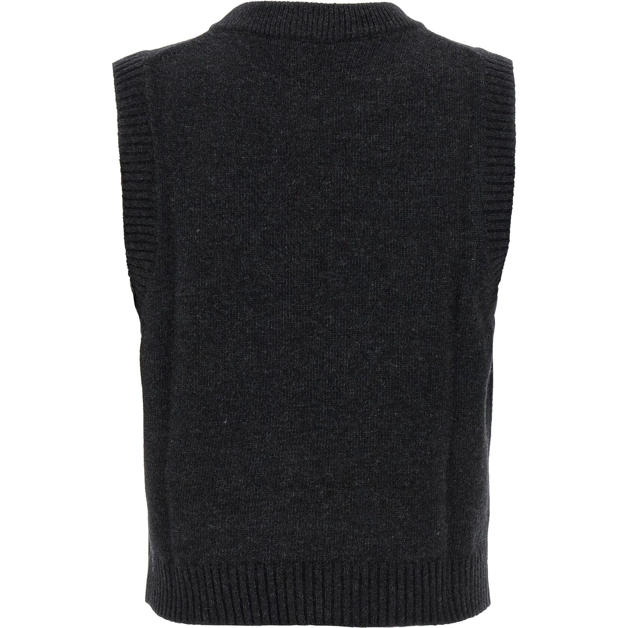 Black Wool Sleeveless Jacket