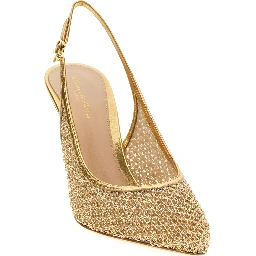 Gold Fabric High Heel Pumps