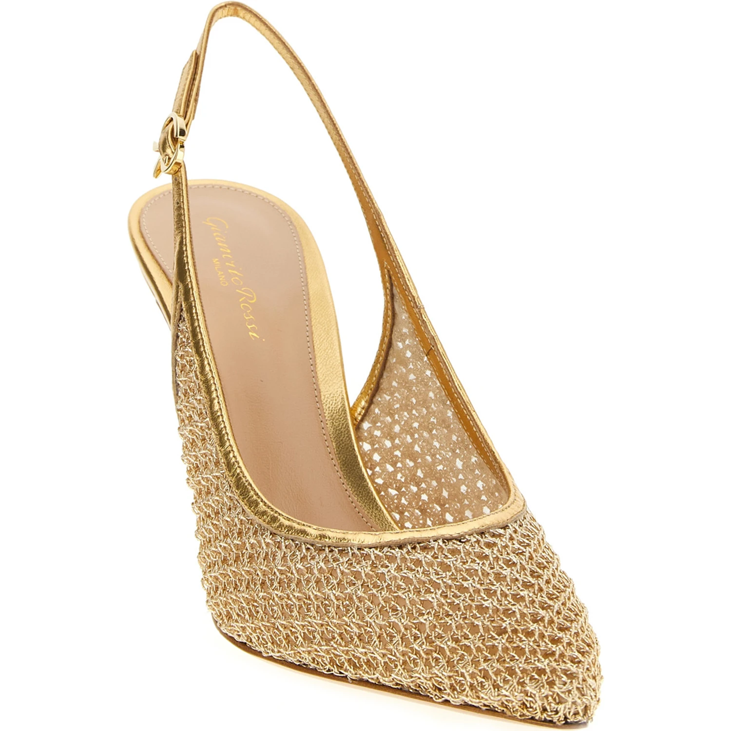 Gold Fabric High Heel Pumps