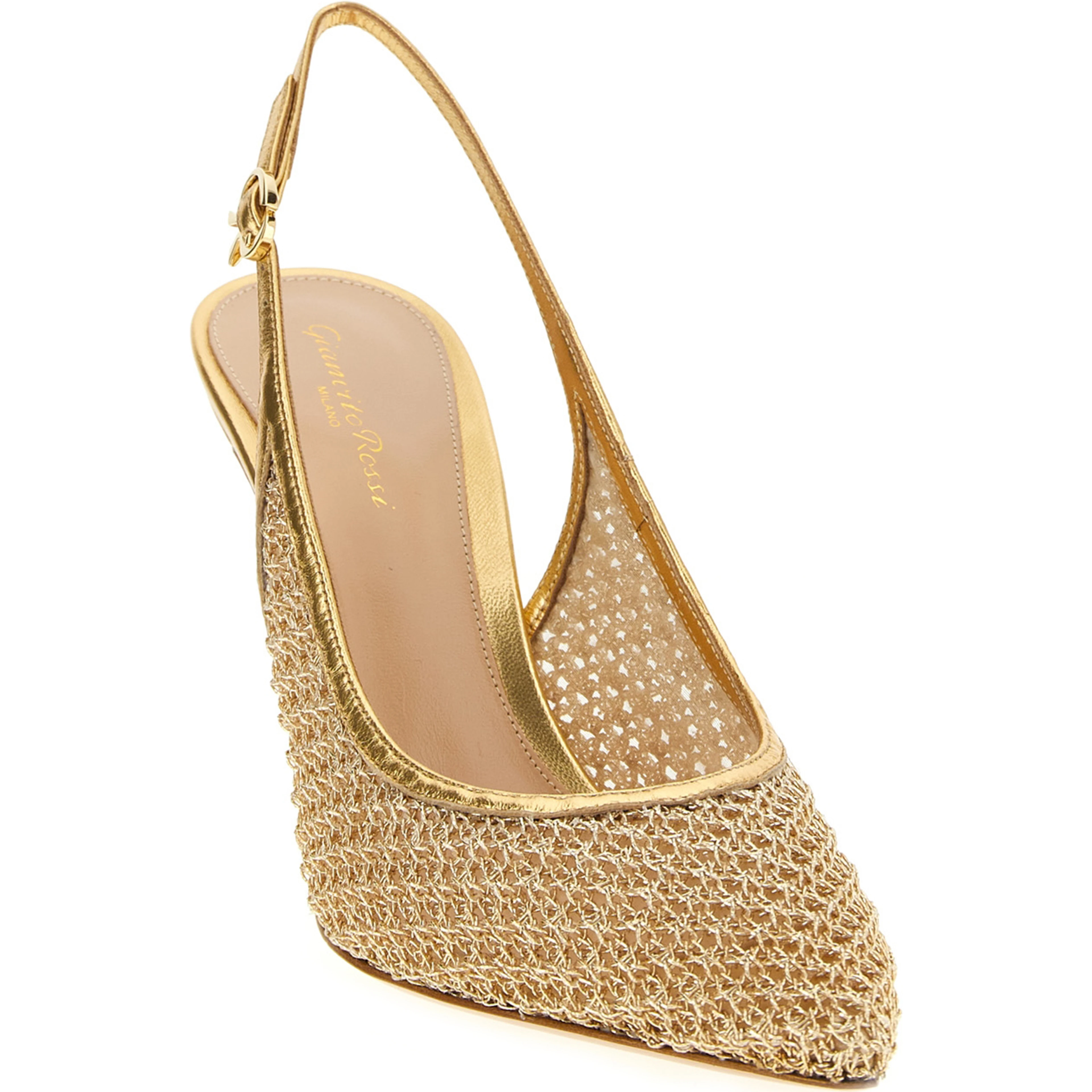 Gold Fabric High Heel Pumps