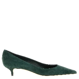 Bicolor Leather Mid Heel Pumps