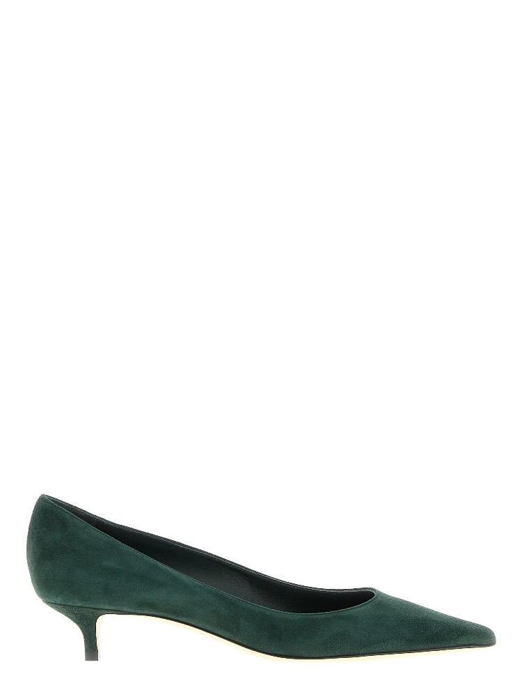 Bicolor Leather Mid Heel Pumps