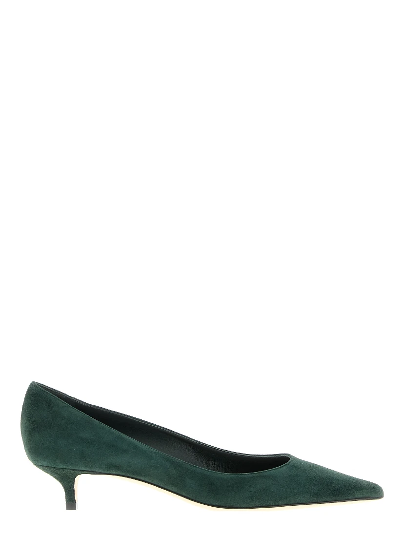 Bicolor Leather Mid Heel Pumps